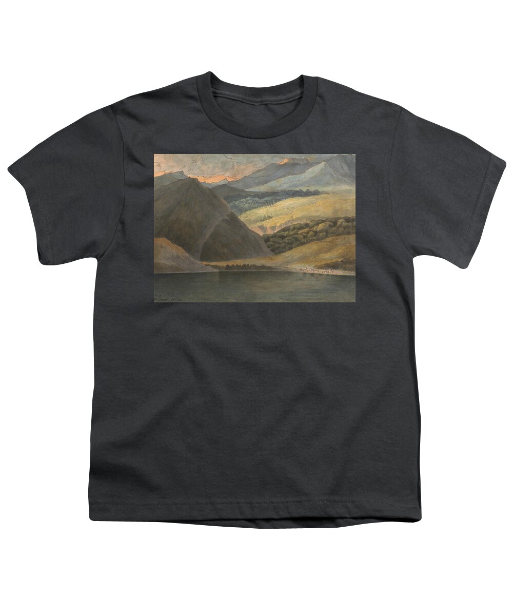 19th Century Painters Youth T-Shirt featuring the painting View on Lake Maggiore at Evening by Francis Towne