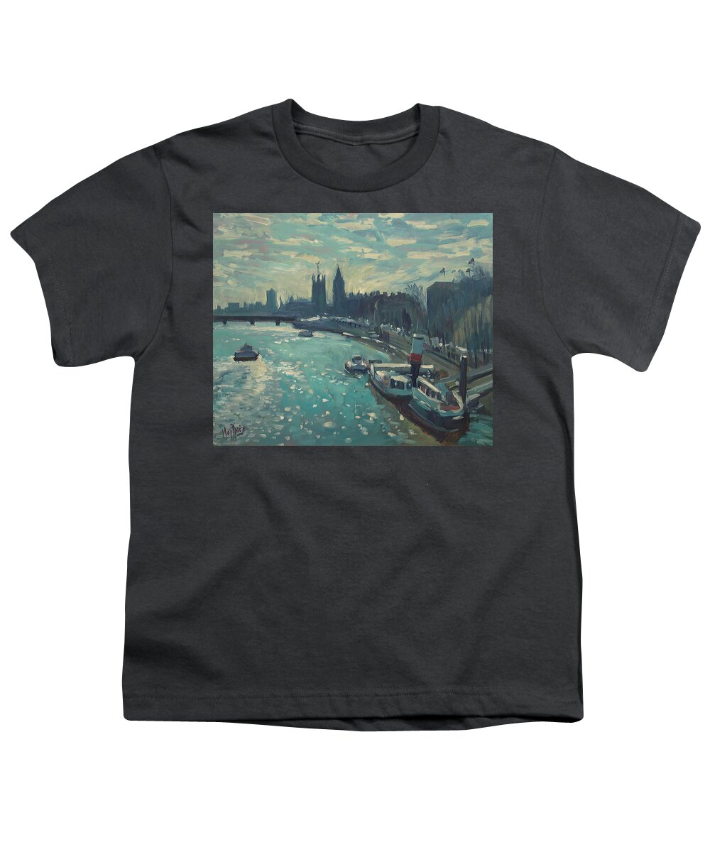London Youth T-Shirt featuring the painting View to Westminster London by Nop Briex