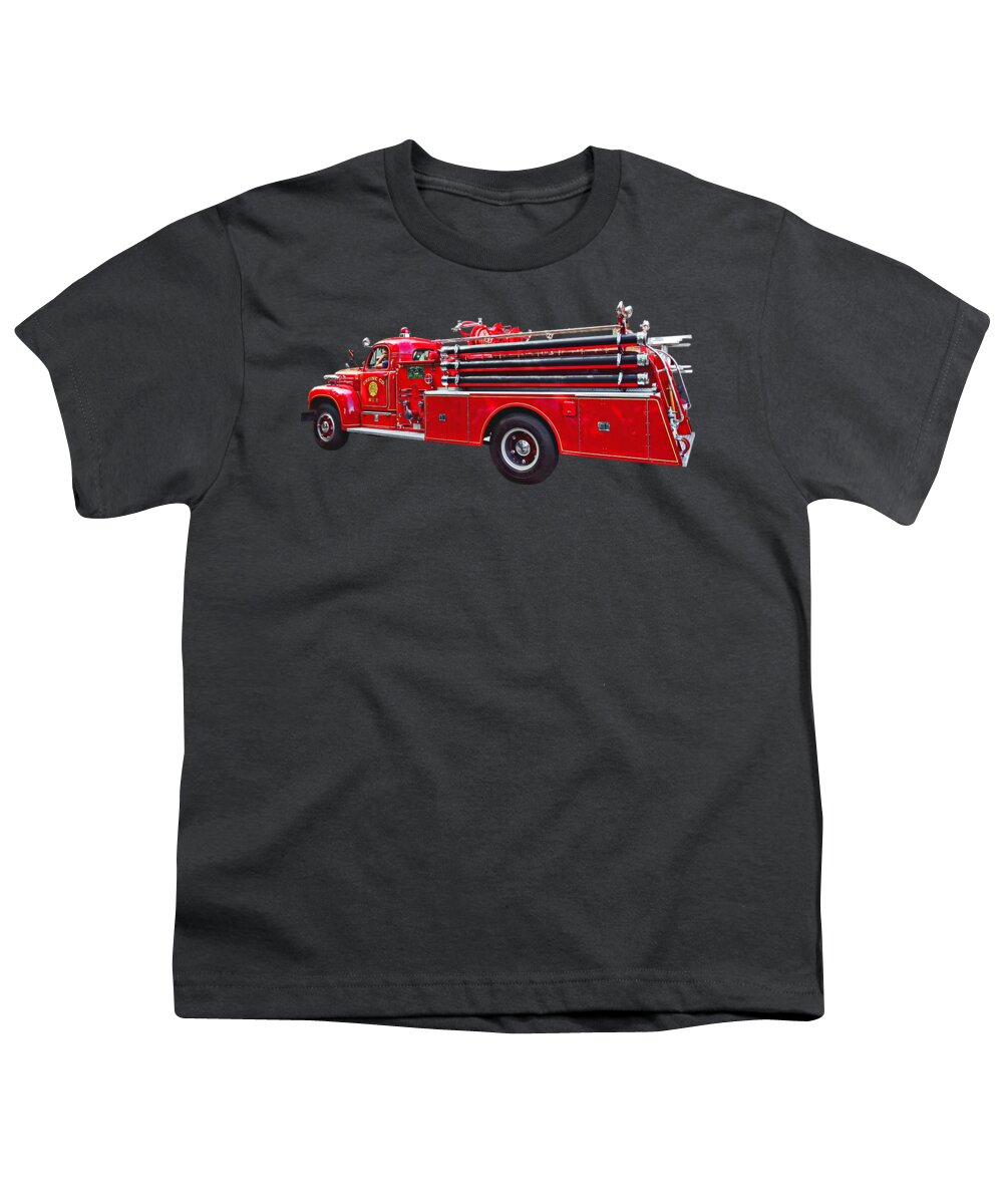 Fire Truck Youth T-Shirt featuring the photograph Vintage Pumper Fire Engine by Susan Savad