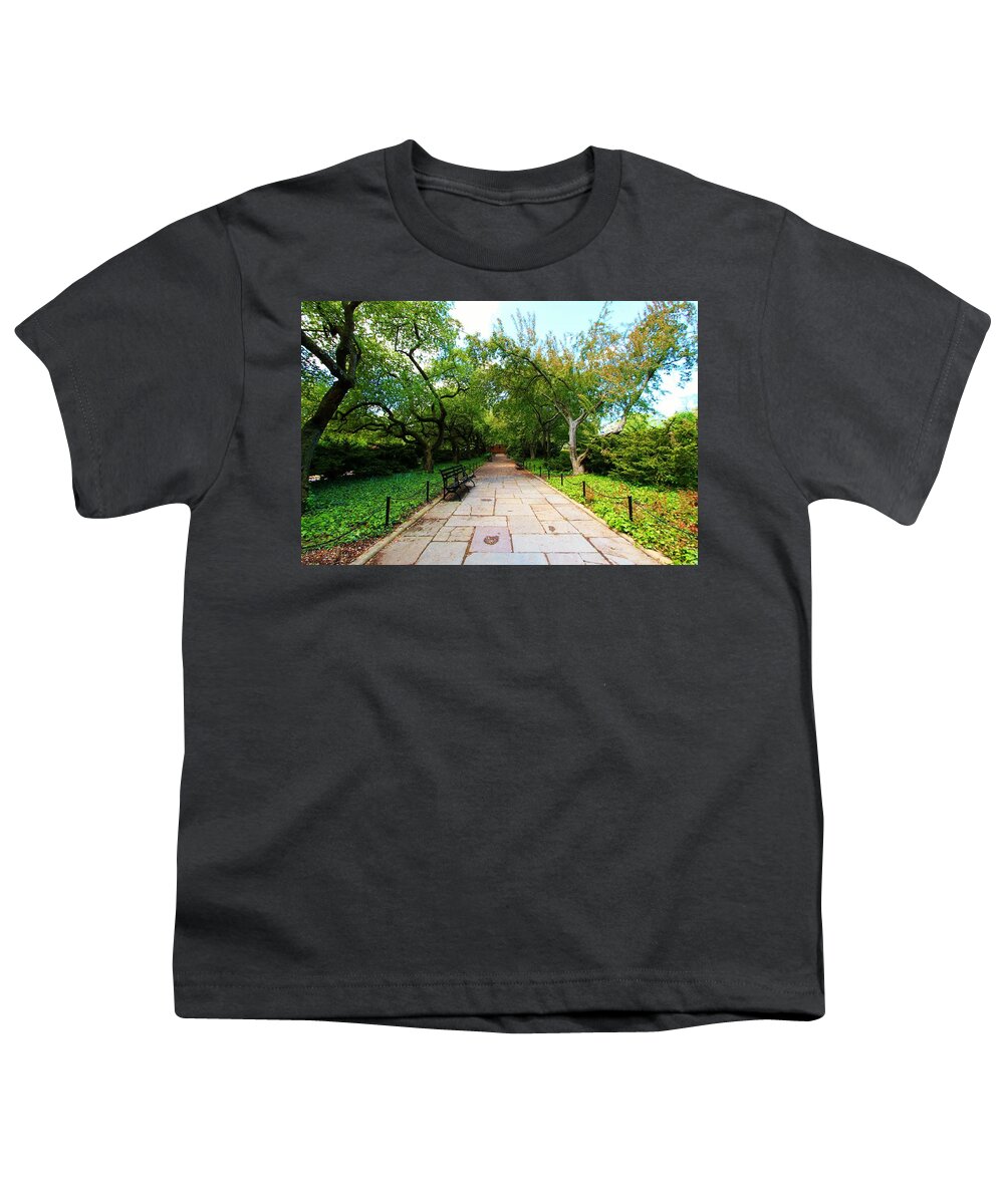 Central Park Youth T-Shirt featuring the photograph Walk in the Garden by Catie Canetti