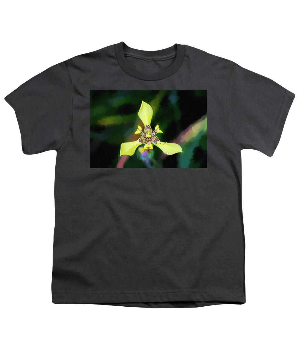 Iris Youth T-Shirt featuring the photograph Walking Iris Neomarica Gracillis Painted 002 by Rich Franco