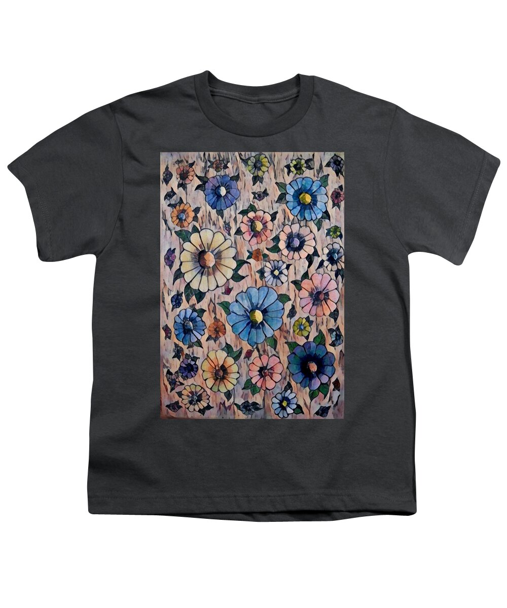 Abstracts Youth T-Shirt featuring the painting Wallflowers digital 2 by Megan Walsh
