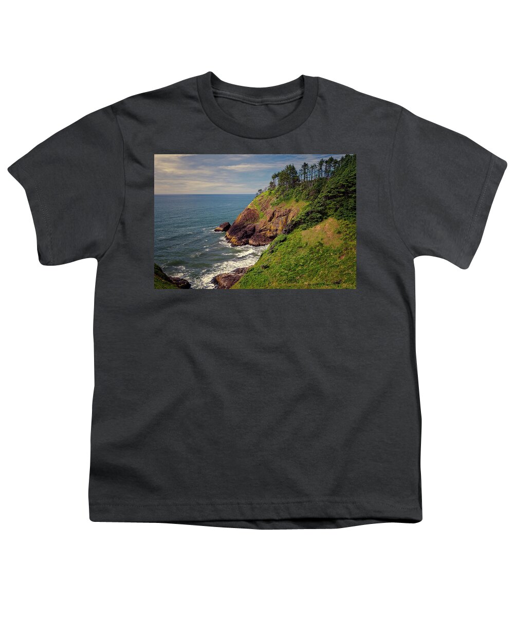 Joan Carroll Youth T-Shirt featuring the photograph Washington Coastline near North Head Lighthouse by Joan Carroll