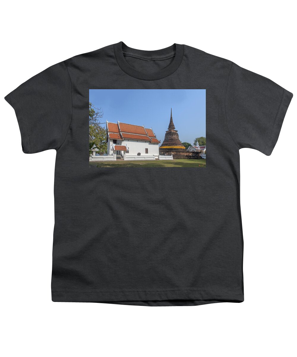 Temple Youth T-Shirt featuring the photograph Wat Traphang Thong Lang Phra Ubosot and Main Chedi DTHST0168 by Gerry Gantt