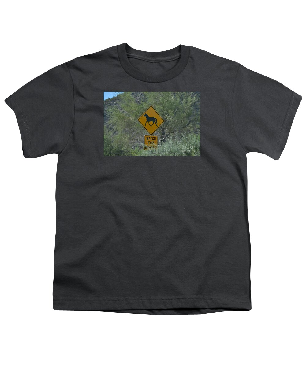 Salt River Youth T-Shirt featuring the photograph Watch for Horses by Heather Kirk