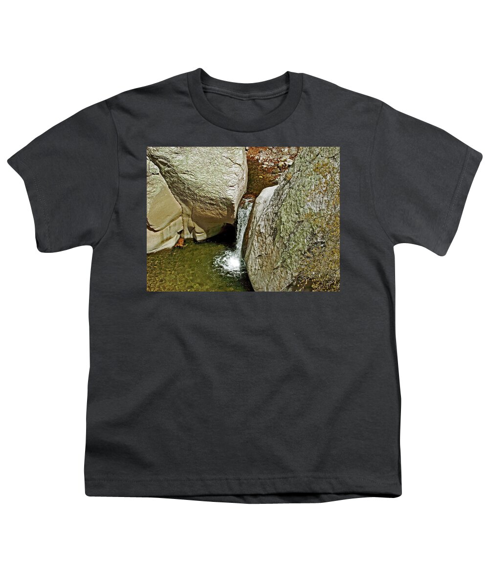 Waterfall From Whitewater Catwalk National Recreation Trail Near Glenwood Youth T-Shirt featuring the photograph Waterfall from Whitewater Catwalk National Recreation Trail near Glenwood-New Mexico by Ruth Hager