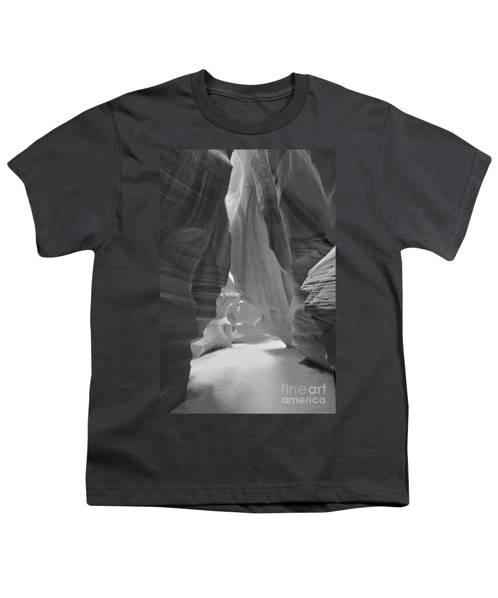 Waterfall Of Light Youth T-Shirt featuring the photograph Waterfall Of Light - Black And White by Adam Jewell