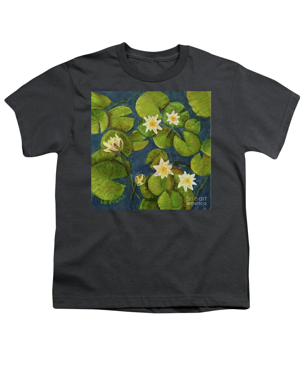 Water Youth T-Shirt featuring the painting Waterlilies by Lynda Evans