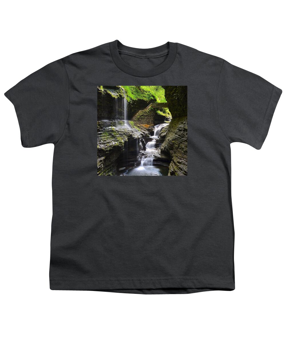 Paradise Youth T-Shirt featuring the photograph Watkins Glen Rainbow Falls Squared by Frozen in Time Fine Art Photography