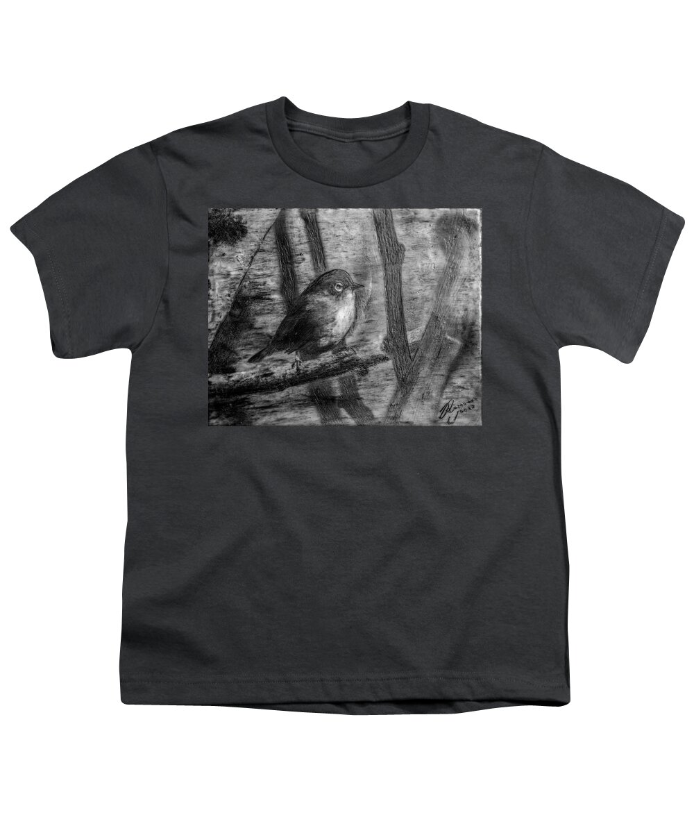 Wax-eye Youth T-Shirt featuring the mixed media Wax-Eye by Roseanne Jones