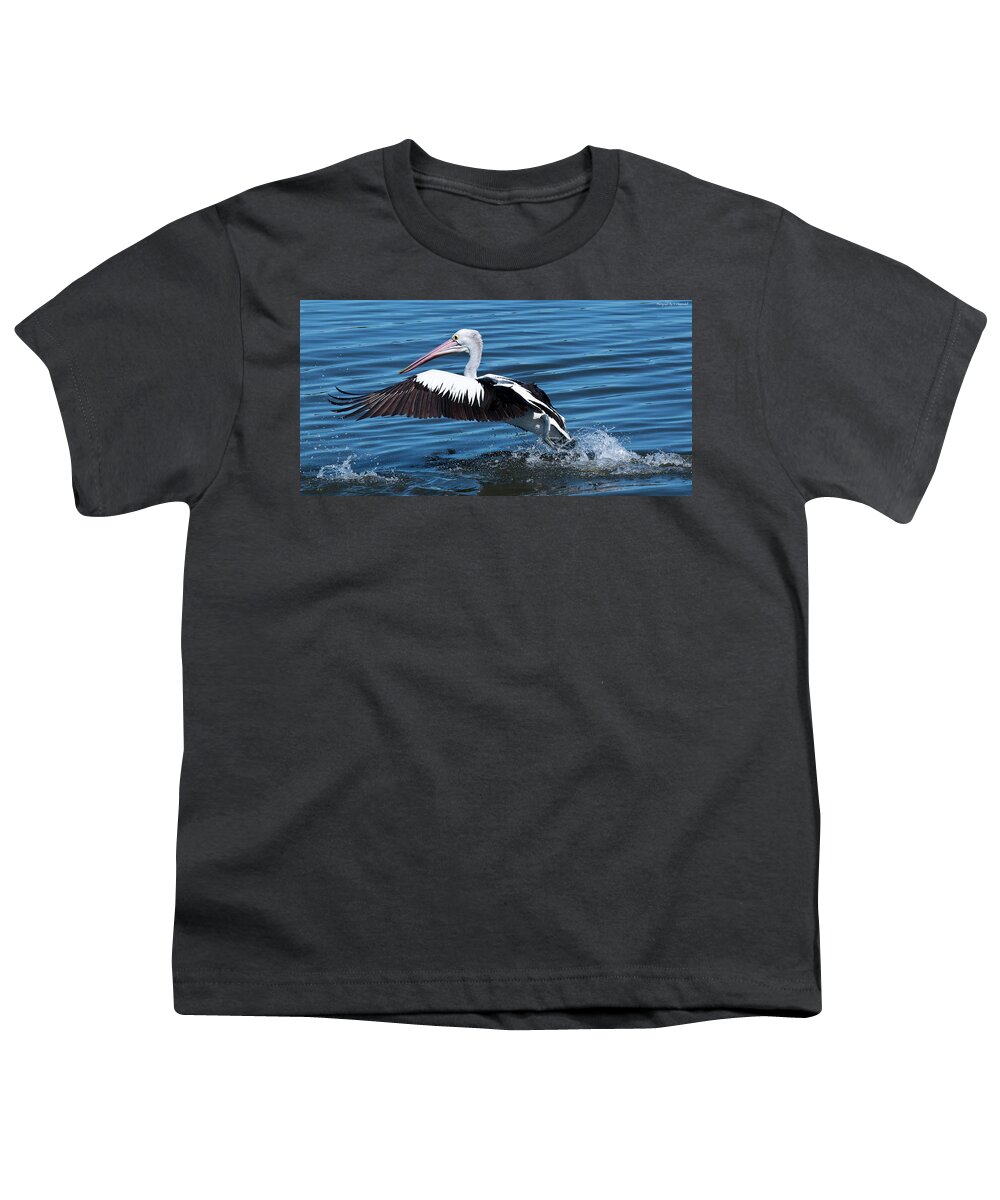 Pelicans Youth T-Shirt featuring the photograph We have lift off 01 by Kevin Chippindall