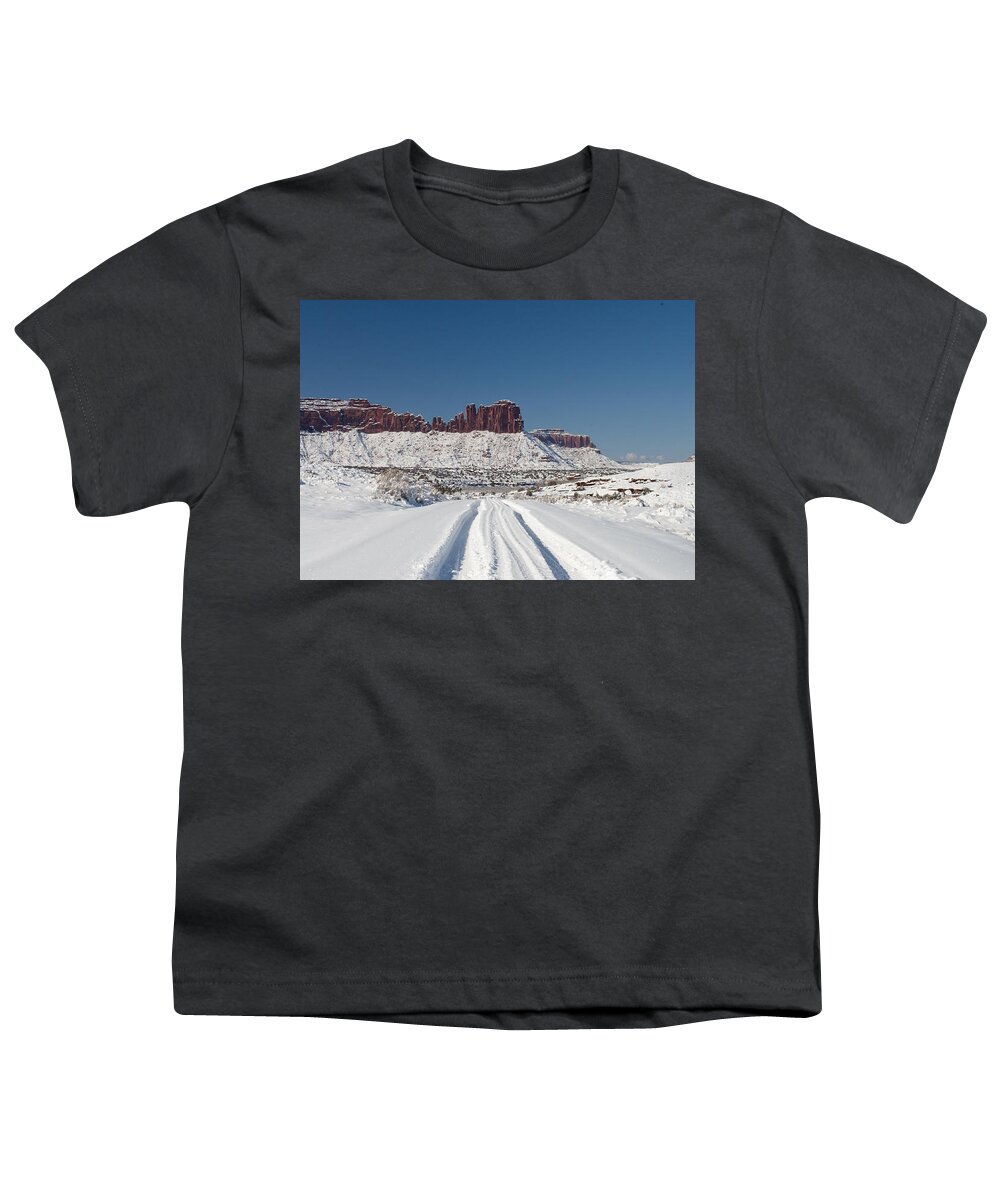 Landscape Youth T-Shirt featuring the photograph White Tracks by Julia McHugh