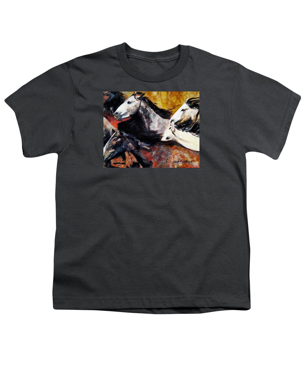 Horse Youth T-Shirt featuring the painting Wild 5 by Lelia DeMello