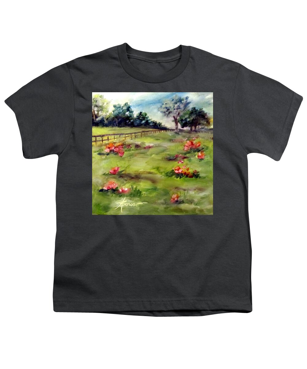 Wild Flowers Youth T-Shirt featuring the painting Texas Wild Flower Road Trip by Adele Bower