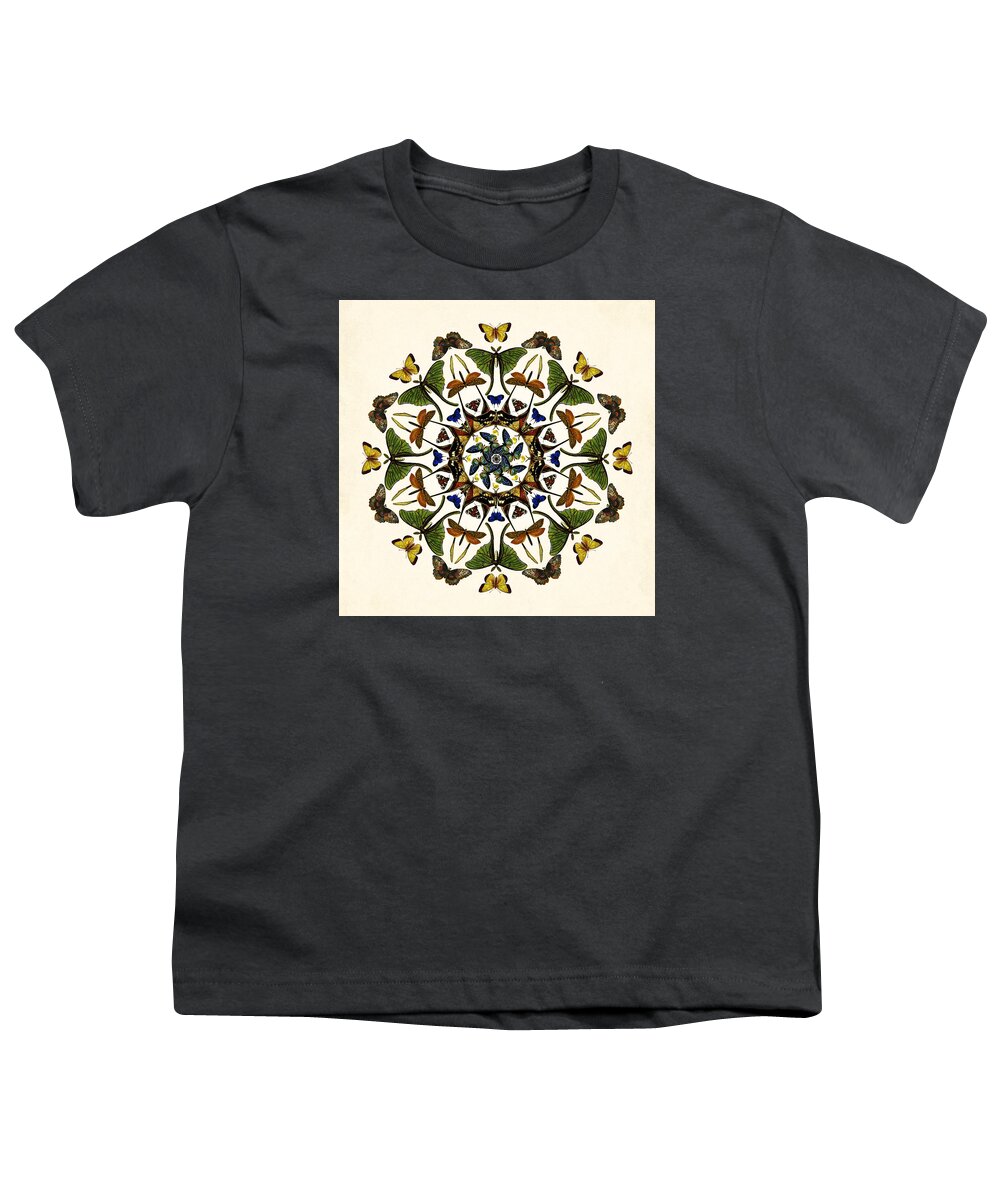 Mandala Youth T-Shirt featuring the digital art Winged Kaleidoscope by Deborah Smith