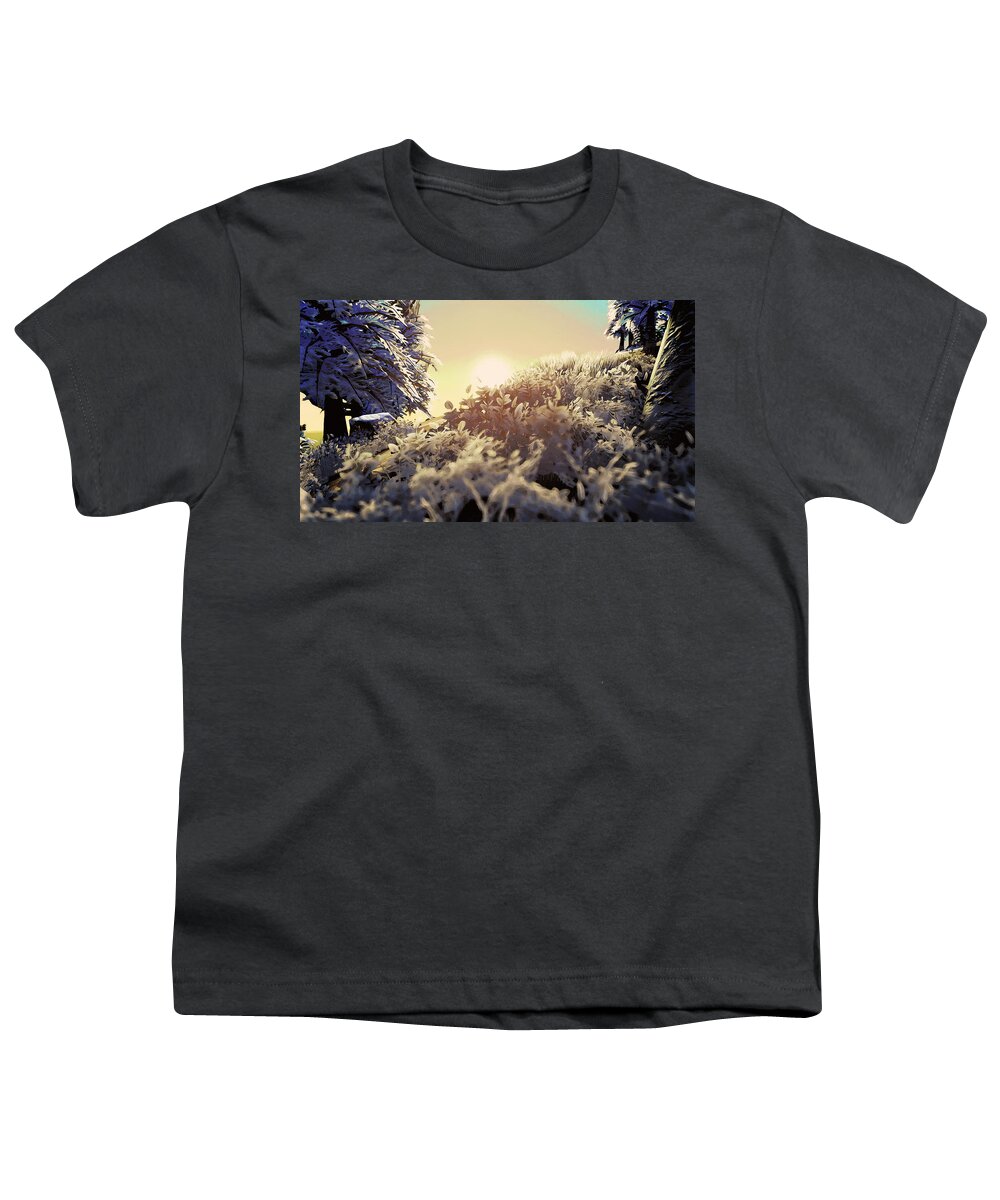 Snowy Paradise Youth T-Shirt featuring the painting Winter Fields by AM FineArtPrints