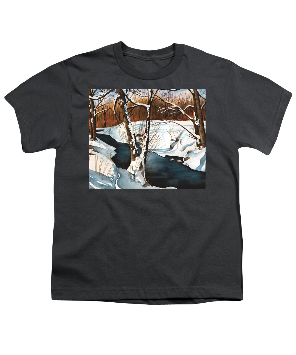 Winter Youth T-Shirt featuring the painting Winterscape by Vic Ritchey