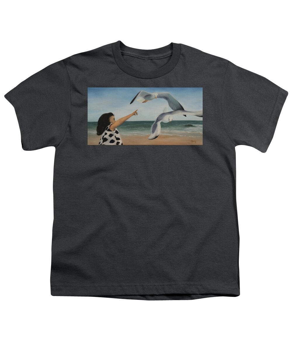 Girl Youth T-Shirt featuring the painting Wonderment by Marg Wolf