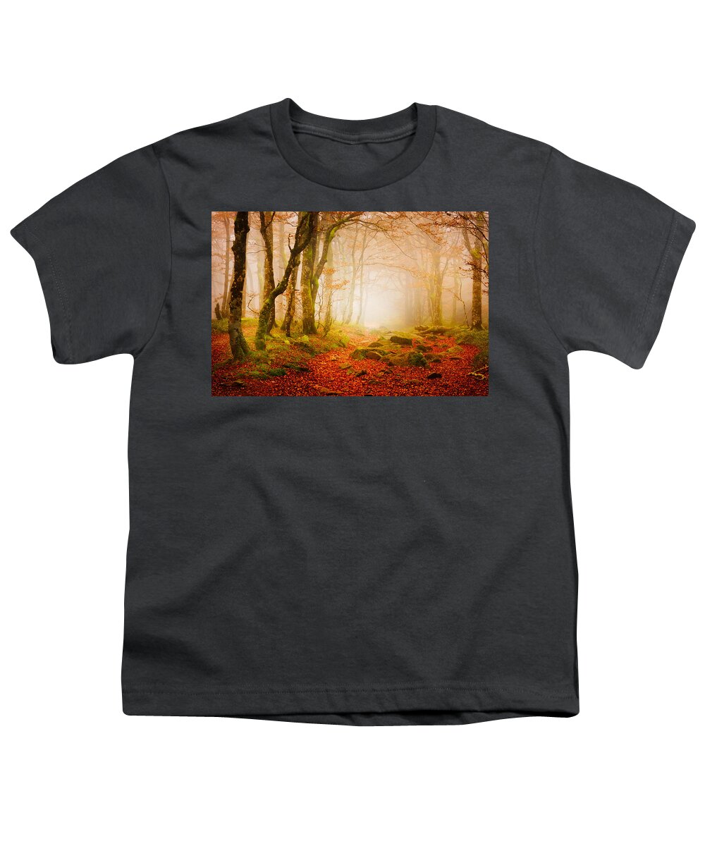 Forest Youth T-Shirt featuring the photograph Yellow Forest Mist by Philippe Sainte-Laudy
