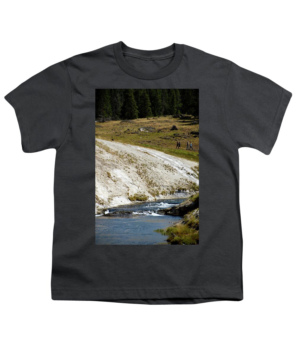 Old Faithful Youth T-Shirt featuring the photograph Yellowstone Park August At The Surronding Area Old Faithful Inn Vertical 04 by Thomas Woolworth