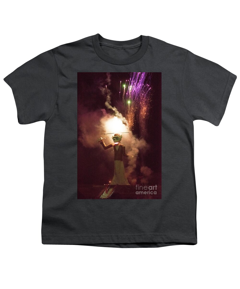 Natanson Youth T-Shirt featuring the photograph Zozobra Burning 2 by Steven Natanson