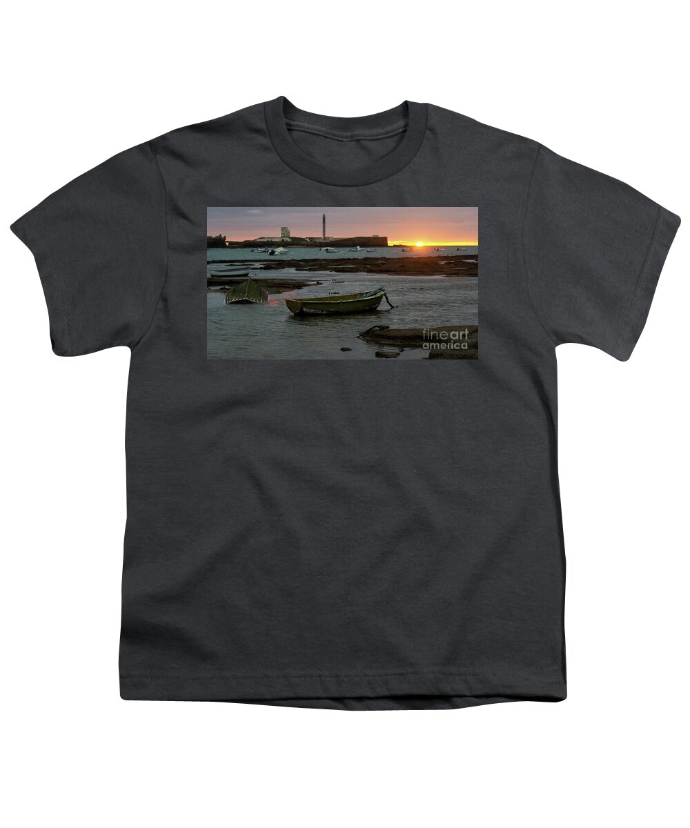 Relax Youth T-Shirt featuring the photograph Beached Boats at Sunset Cadiz Spain #1 by Pablo Avanzini