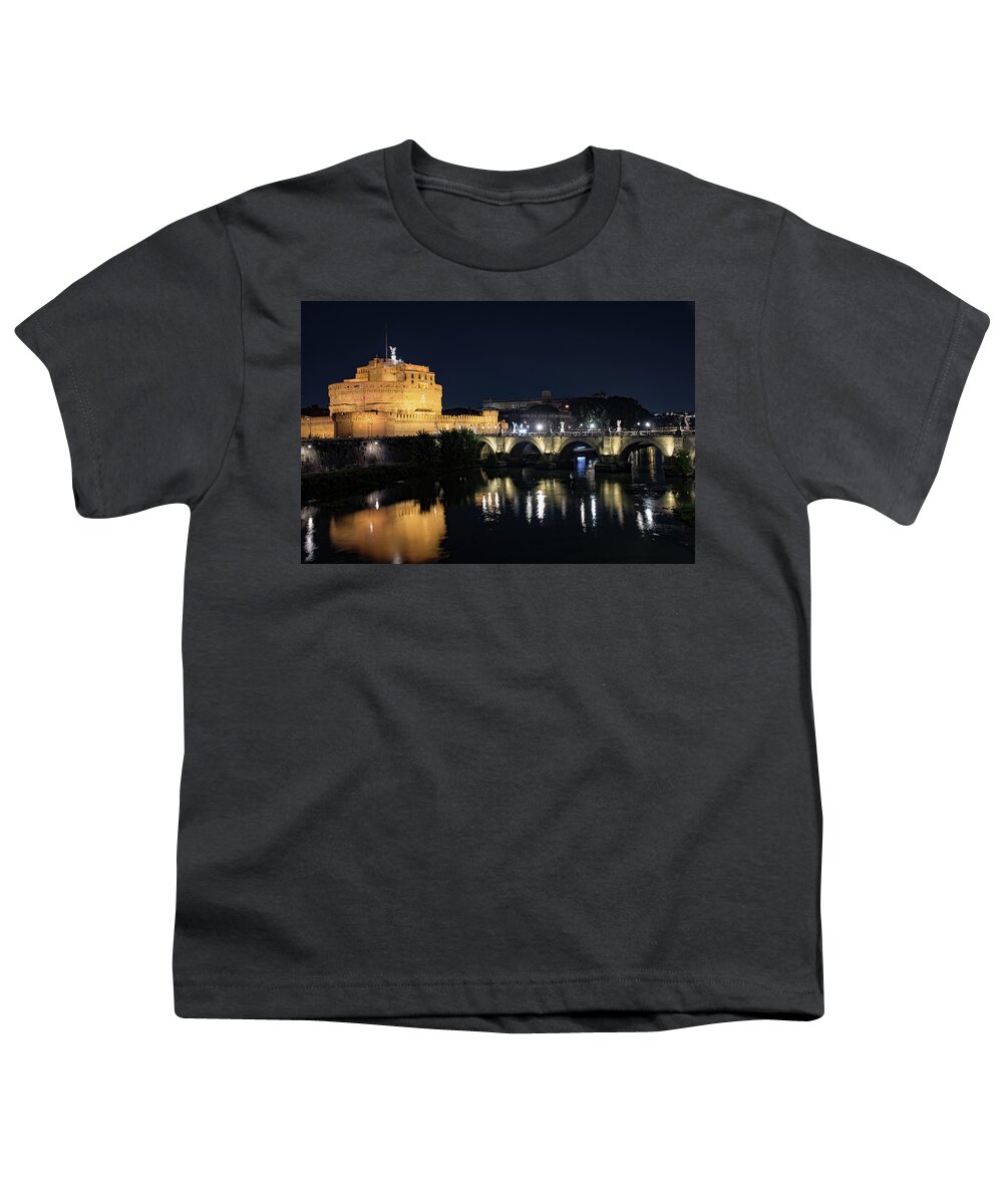 Italy Youth T-Shirt featuring the photograph Castel Sant Angelo by night #1 by Robert Grac
