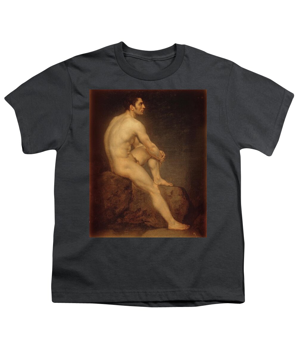 Male Nude Youth T-Shirt featuring the painting Male Nude #3 by Manuel Ignacio Vazquez