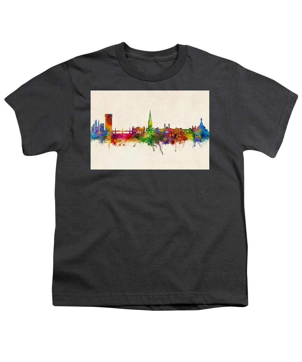 San Sebastián Youth T-Shirt featuring the digital art San Sebastian Spain Skyline #1 by Michael Tompsett