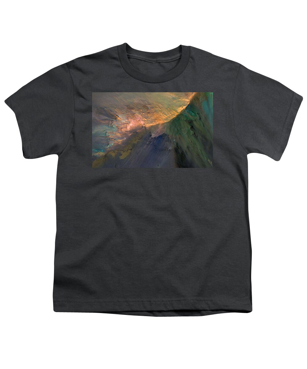 Globe Youth T-Shirt featuring the painting The Hills are Colorful in Juventae Chasma #1 by Celestial Images