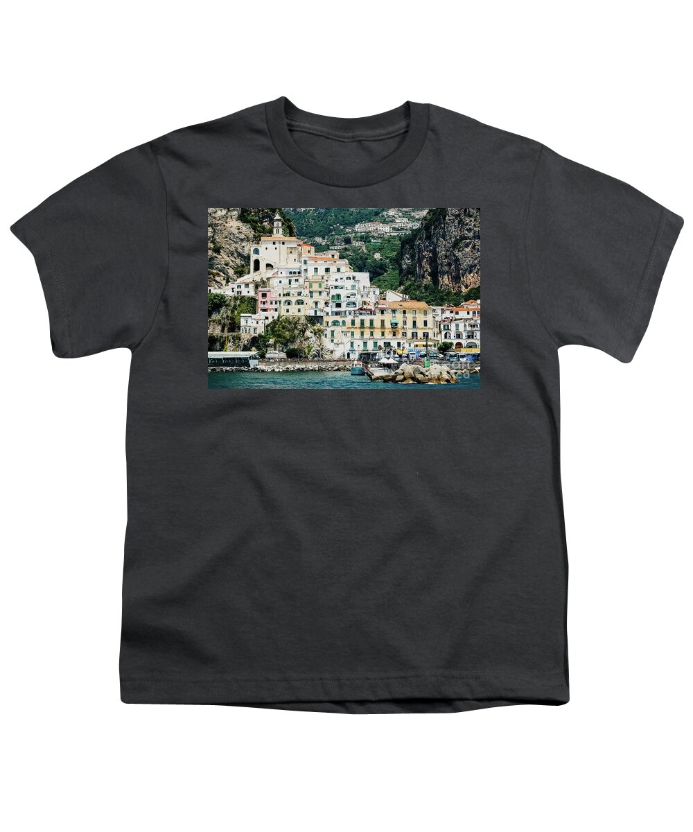 Amalfi Youth T-Shirt featuring the photograph View from the sea of this pictur #1 by Joaquin Corbalan