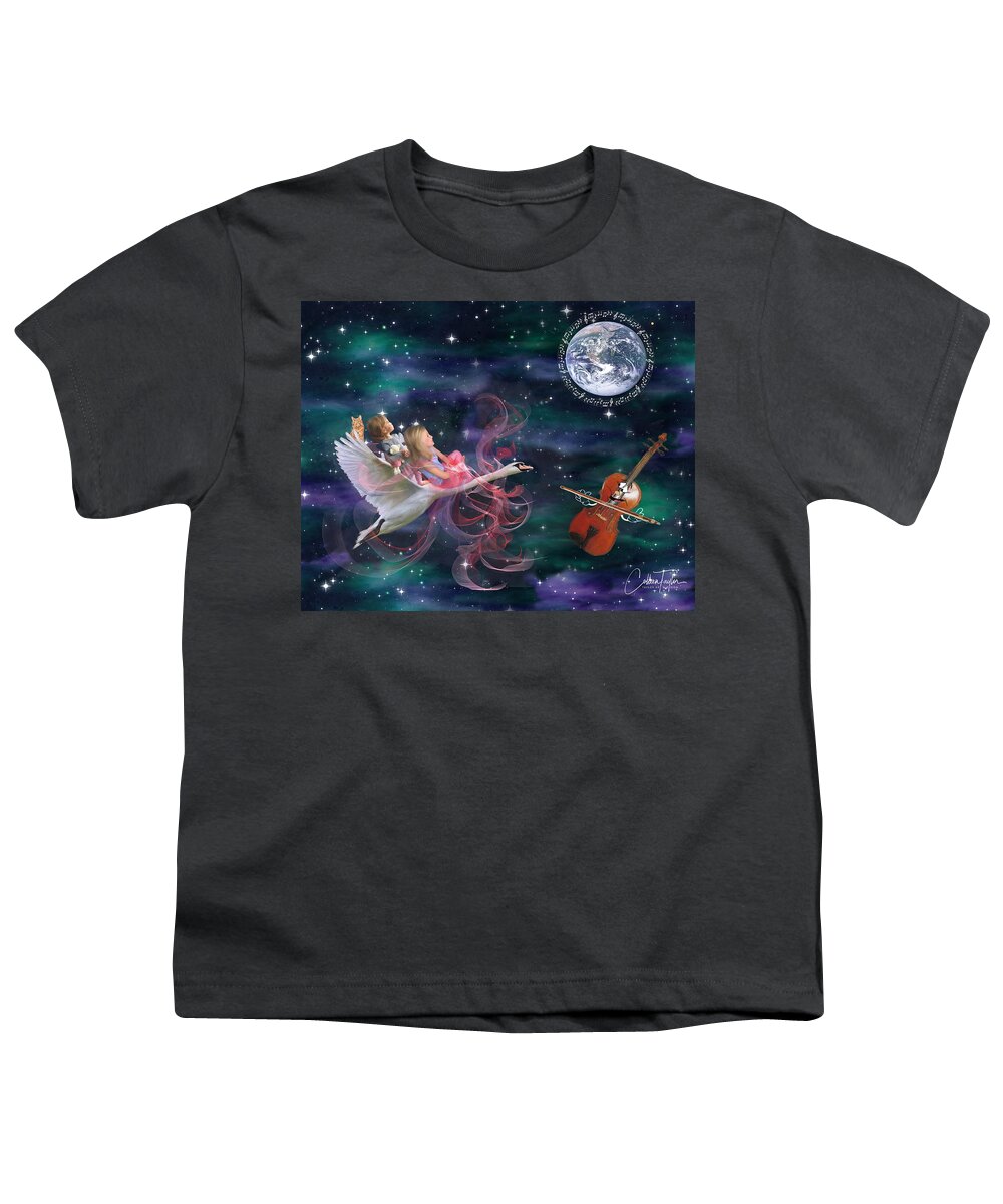 Children's Paintings Youth T-Shirt featuring the mixed media We're Off on a Journey by Colleen Taylor