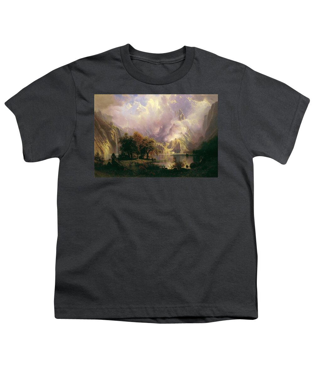 Albert Youth T-Shirt featuring the painting Rocky Mountain Landscape by Albert Bierstadt