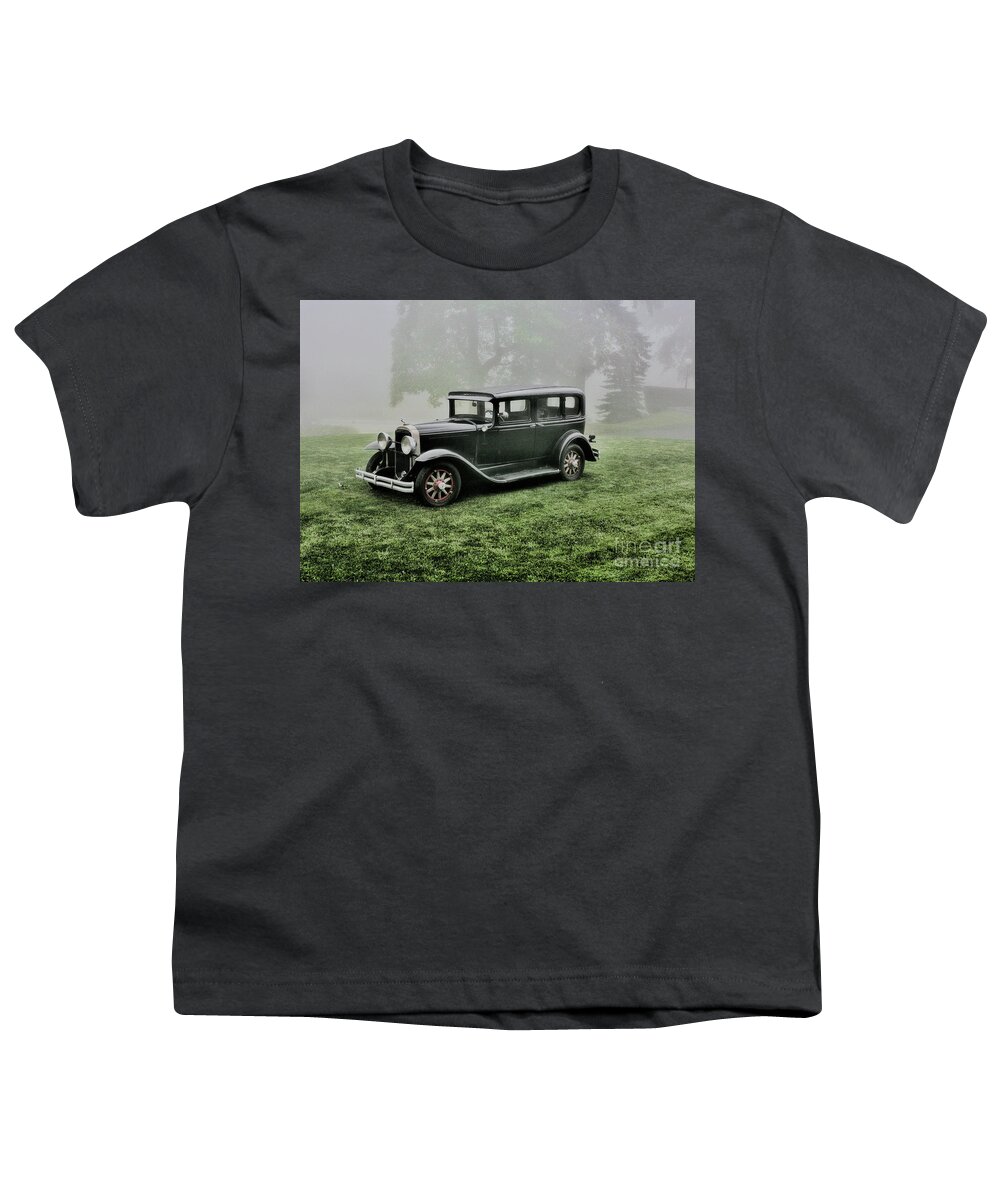 1930 Automobile Youth T-Shirt featuring the photograph 1930 Automobile Bonnie and Clyde Era by Chuck Kuhn