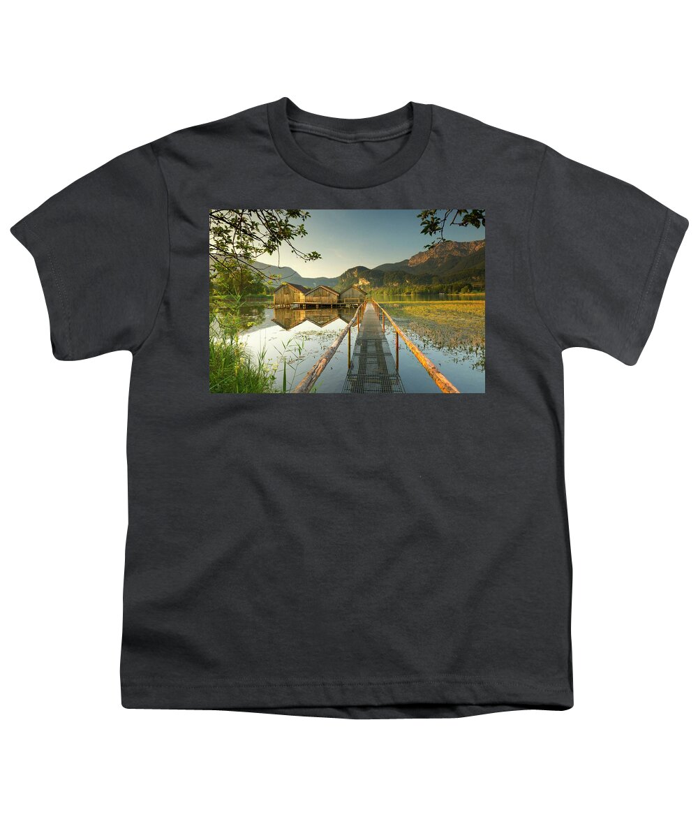 Estock Youth T-Shirt featuring the digital art Germany, Bavaria, Upper Bavaria, Kochelsee Lake At Sunrise #2 by Maurizio Rellini