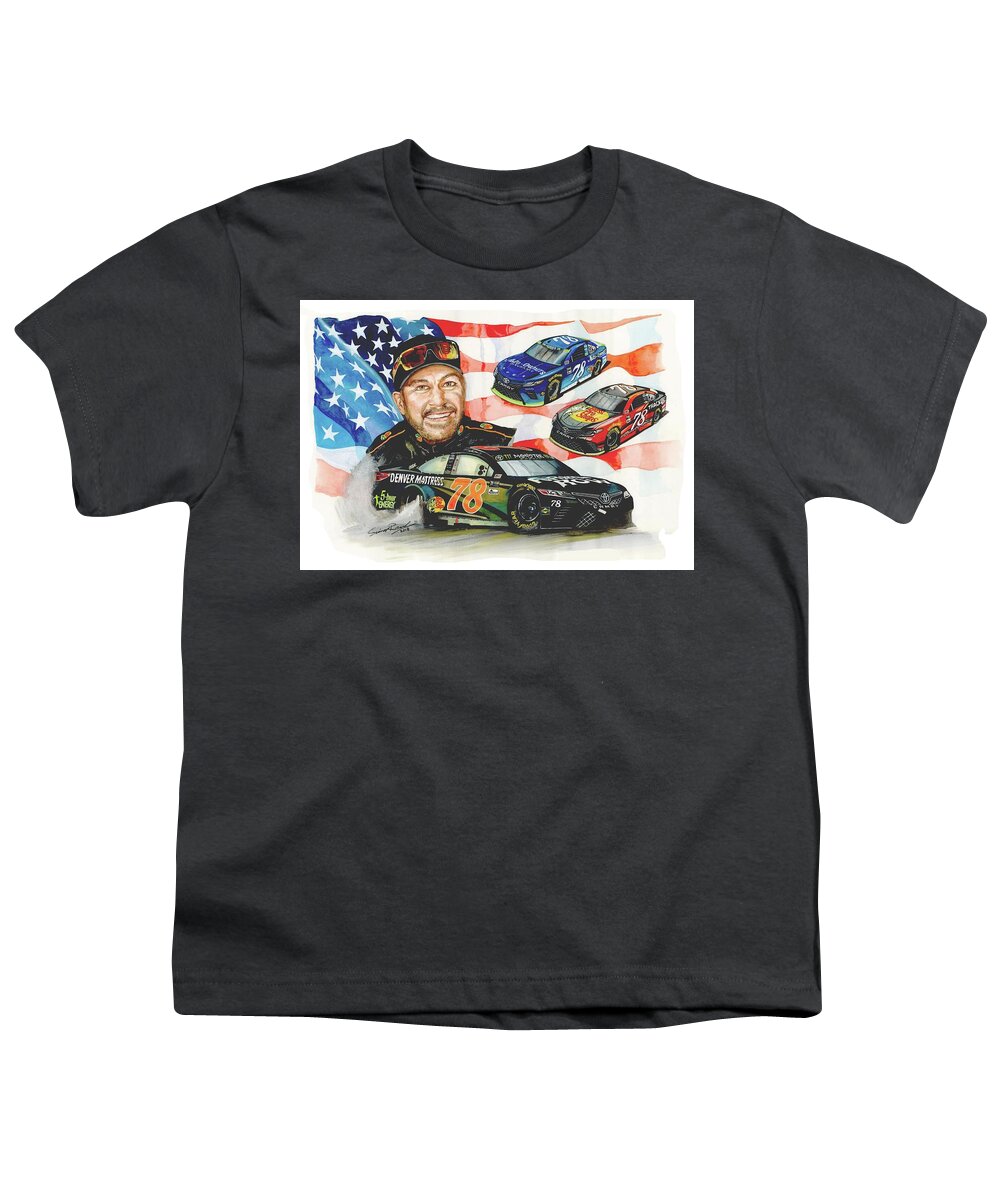Art Youth T-Shirt featuring the painting 2017 NASCAR Champion by Simon Read