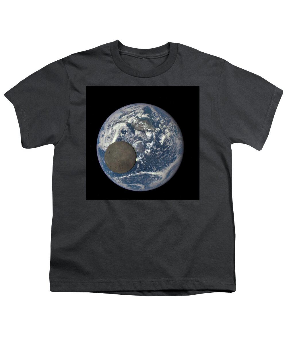 Earth Youth T-Shirt featuring the painting Dark side of the Moon , nasa #3 by Celestial Images