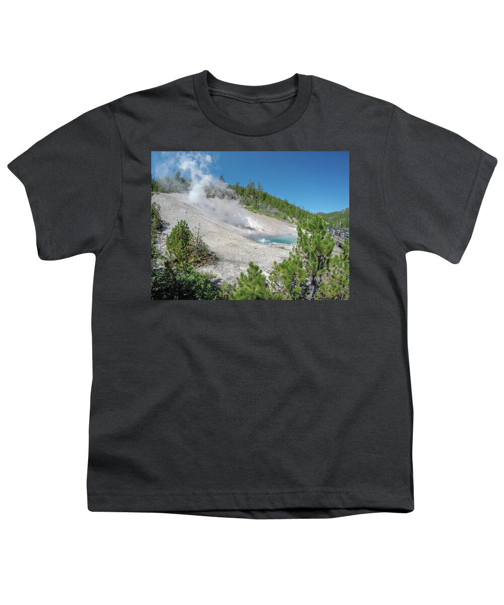 Yellow Youth T-Shirt featuring the photograph Artists Paint Pots Yellowstone wyoming #4 by Alex Grichenko