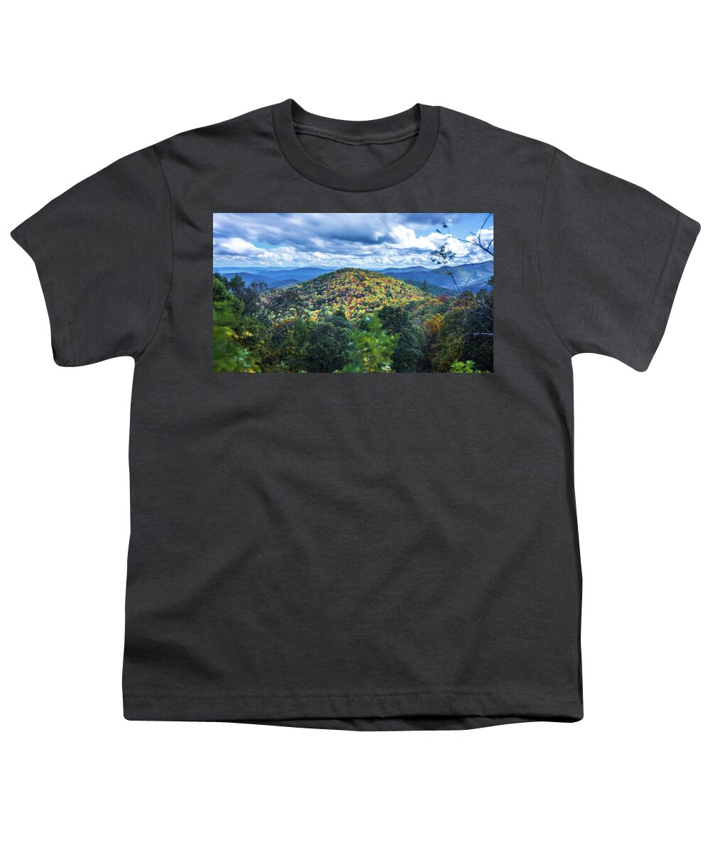 Blue Youth T-Shirt featuring the photograph Blue Ridge And Smoky Mountains Changing Color In Fall #46 by Alex Grichenko