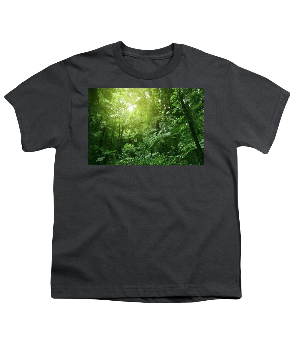 Rain Forest Youth T-Shirt featuring the photograph Canopy of jungle #5 by Les Cunliffe