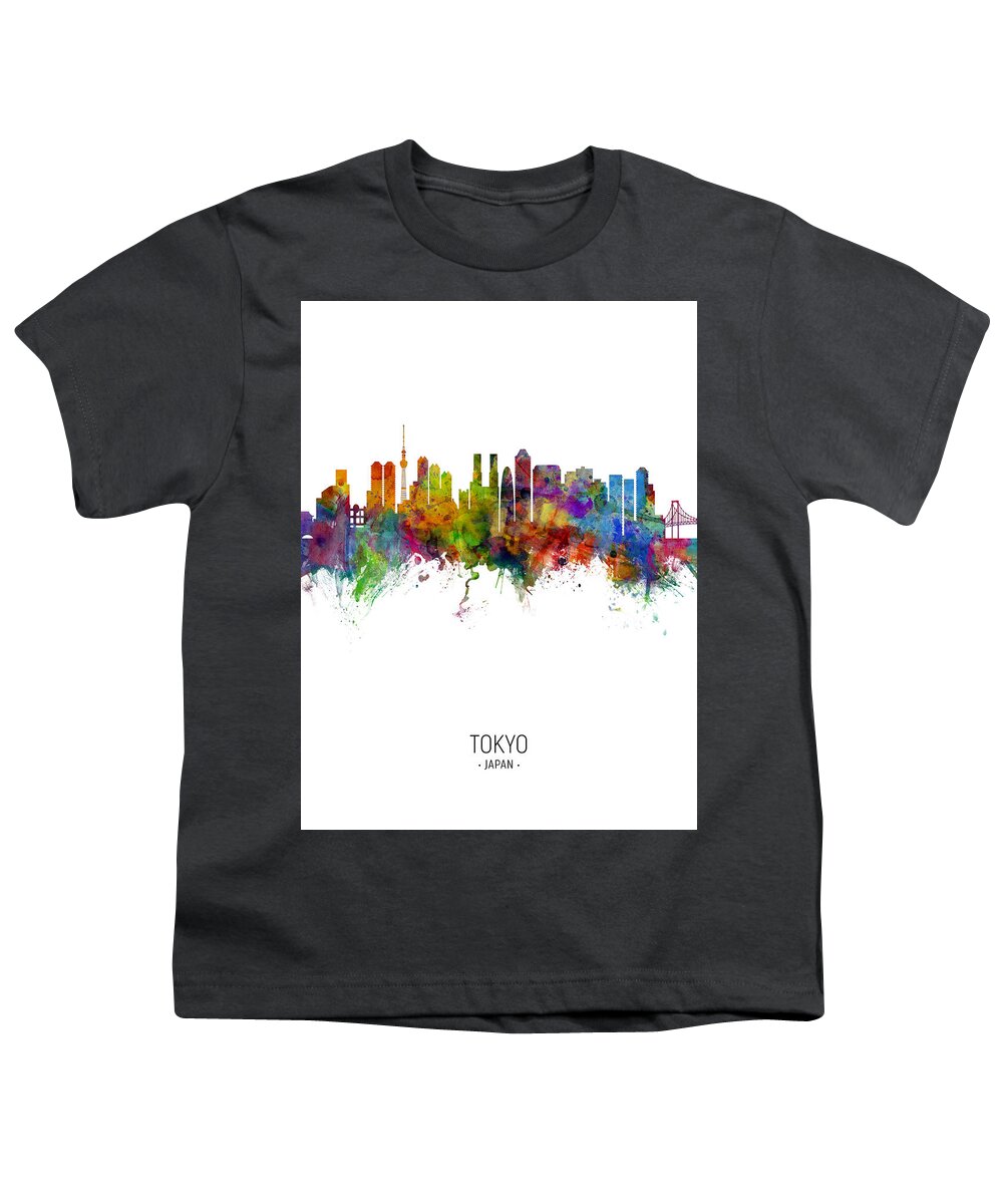 Tokyo Youth T-Shirt featuring the digital art Tokyo Japan Skyline #8 by Michael Tompsett