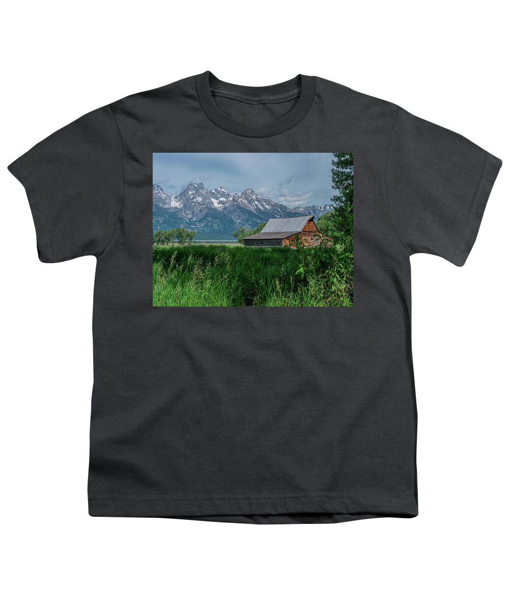 T.a. Moulton Barn Youth T-Shirt featuring the photograph A Different View of the T.A. Moulton Barn by Douglas Wielfaert