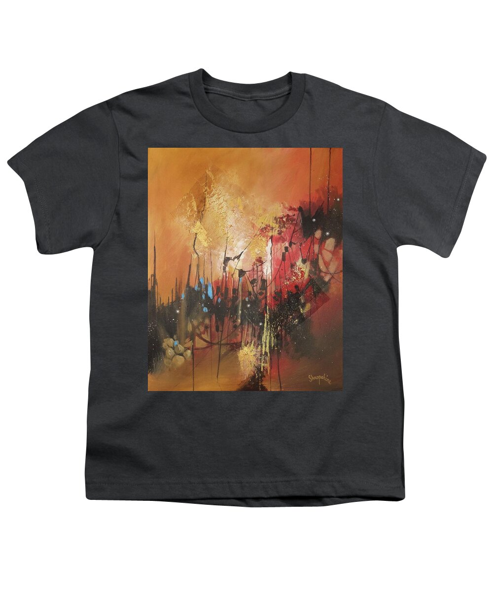 Abstract; Abstract Expressionist; Contemporary Art; Tom Shropshire Painting; Shades Of Blue And Red Youth T-Shirt featuring the painting A Political Landscape by Tom Shropshire