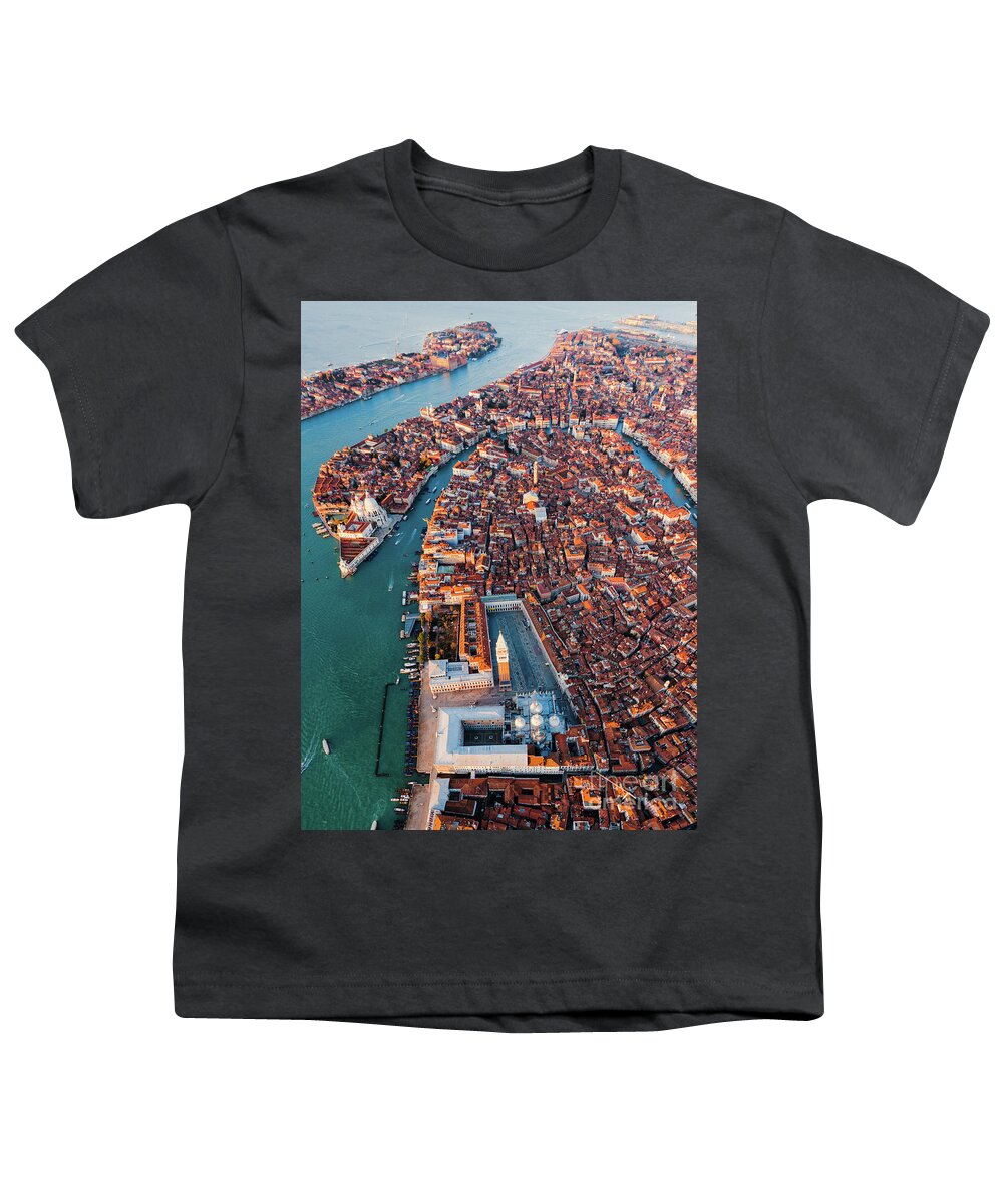 Venice Youth T-Shirt featuring the photograph Aerial view of St Mark square, Venice, Italy by Matteo Colombo