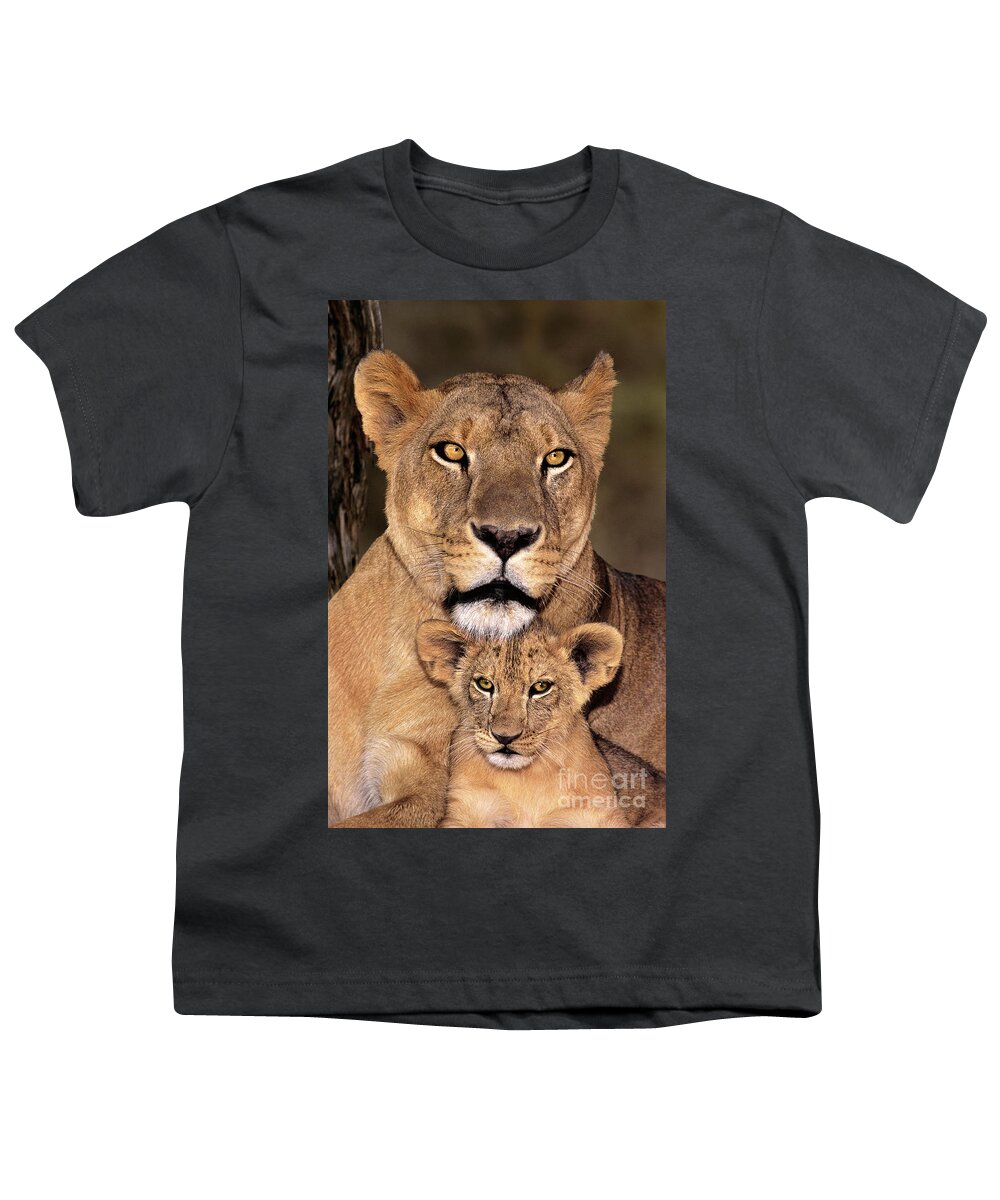 African Lion Youth T-Shirt featuring the photograph African Lions Parenthood Wildlife Rescue by Dave Welling