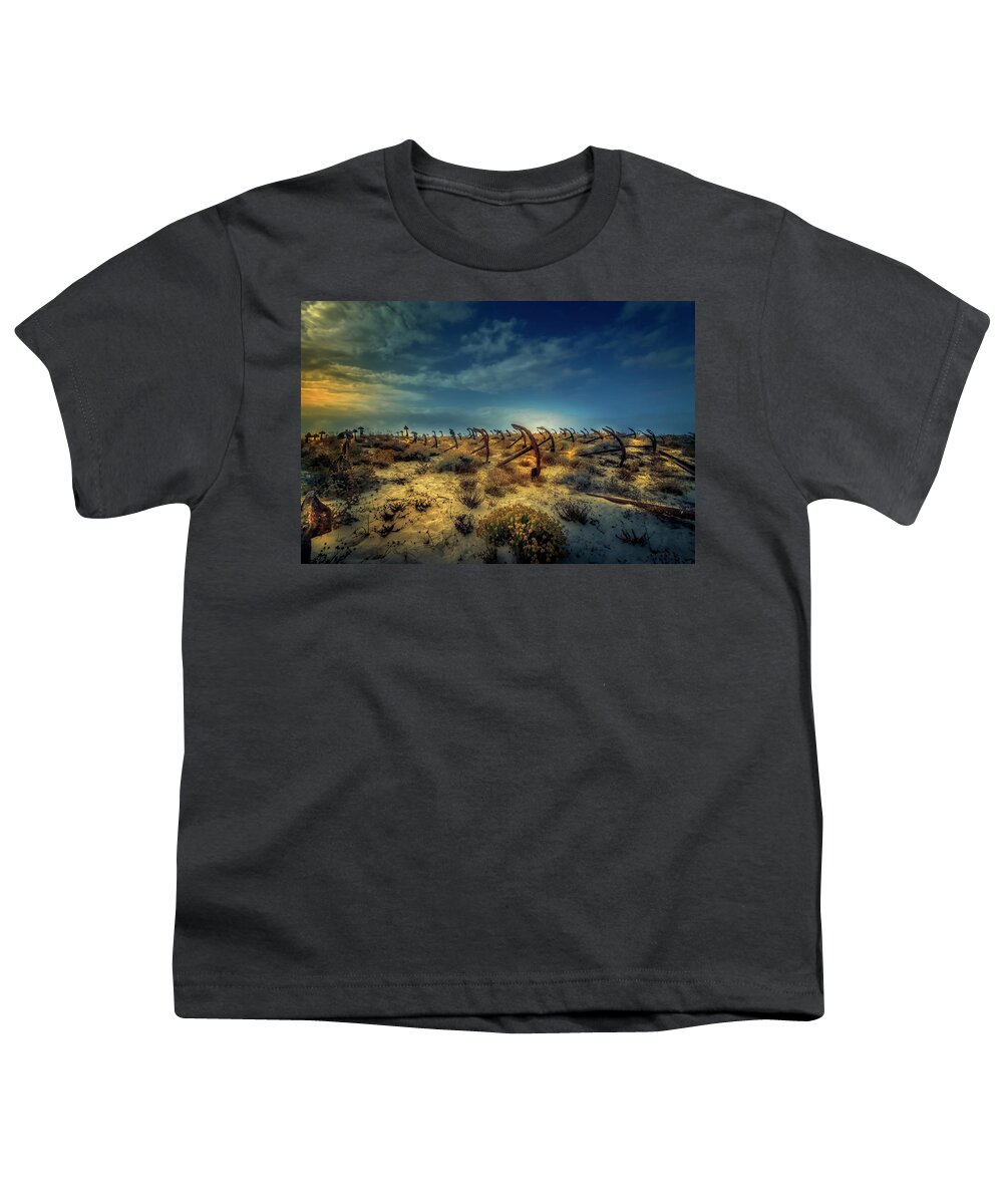 Anchors Graveyard Youth T-Shirt featuring the photograph Anchors drop by Micah Offman
