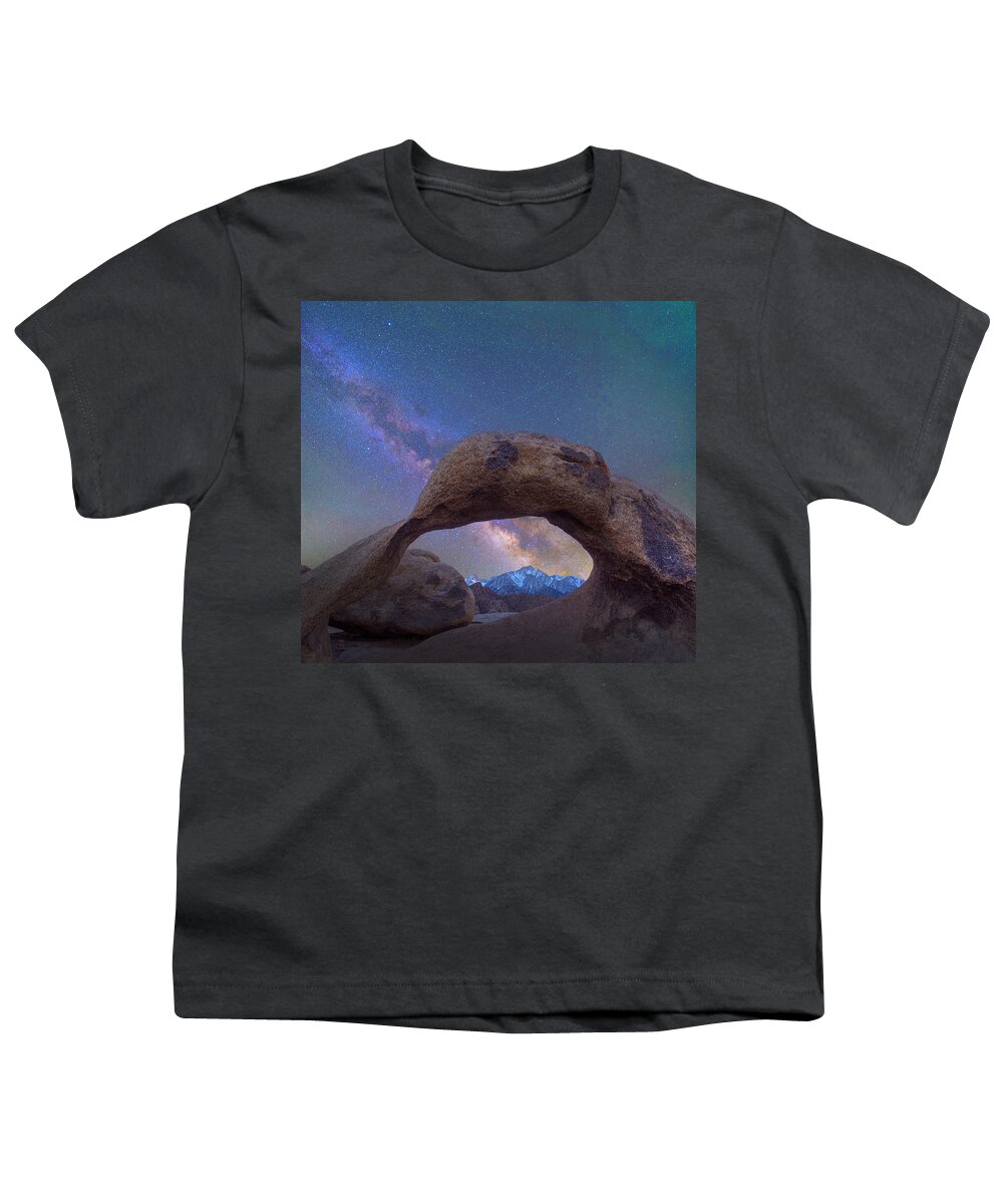 00568909 Youth T-Shirt featuring the photograph Arch And Milky Way, Alabama Hills, Sierra Nevada, California by Tim Fitzharris