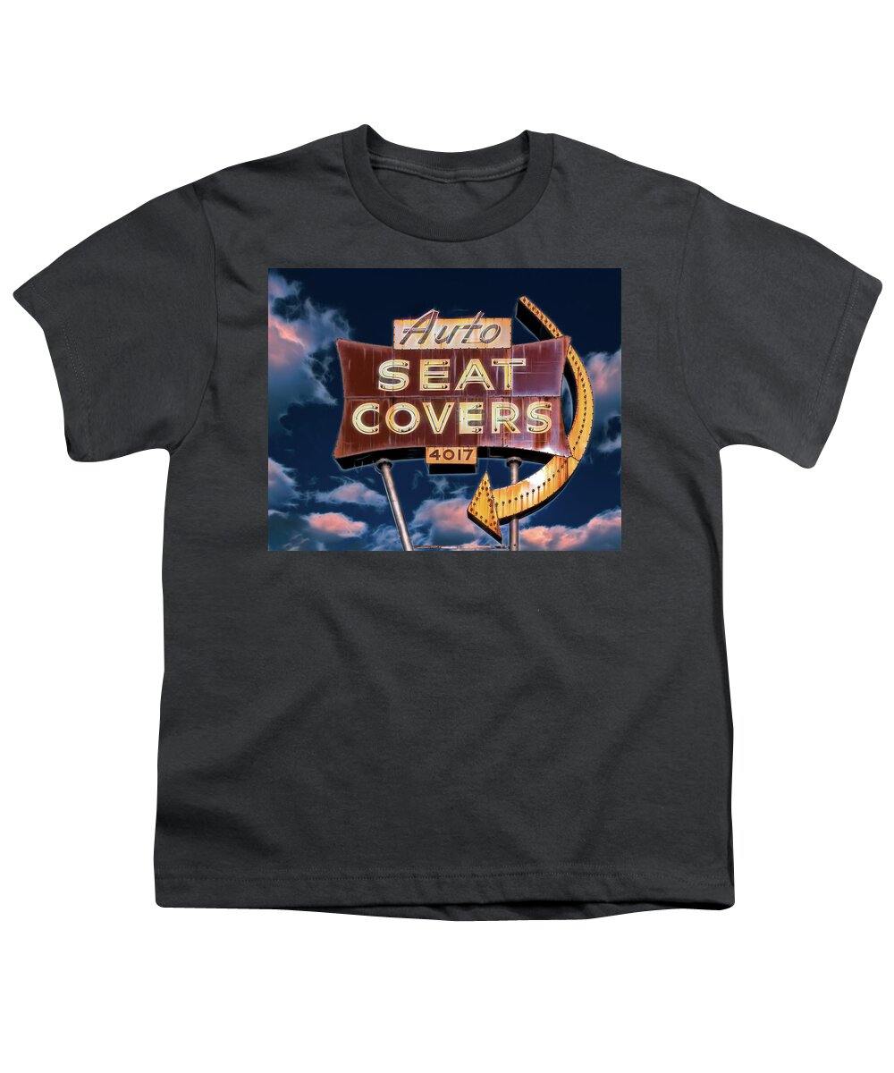 Americana Youth T-Shirt featuring the photograph Auto Seat Covers by Robert FERD Frank