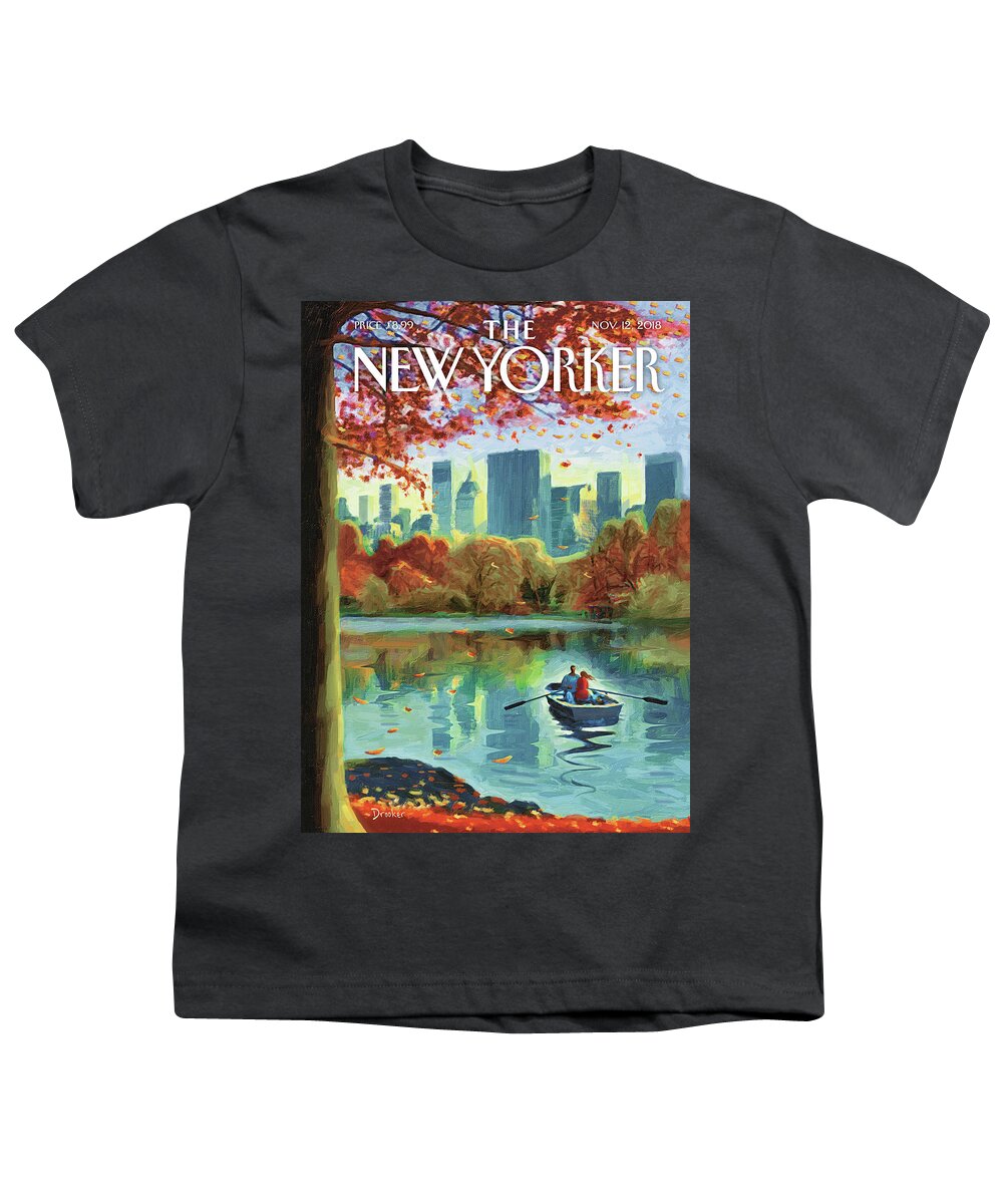 Autumn Central Park Youth T-Shirt featuring the drawing Autumn Central Park by Eric Drooker