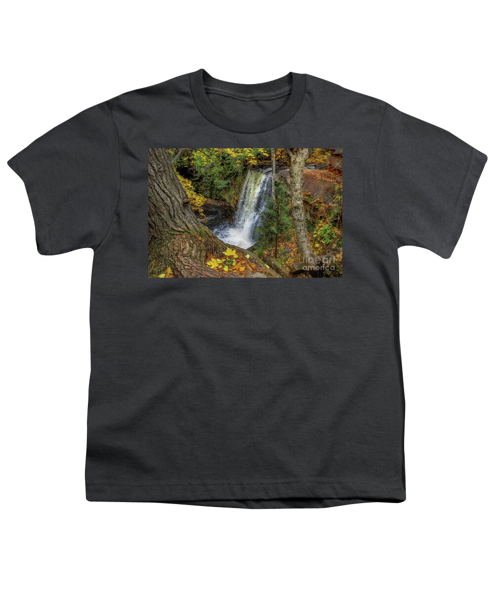 Waterfalls Youth T-Shirt featuring the photograph Autumn Colors Hungarian Waterfalls Keweenaw Michigan by Norris Seward